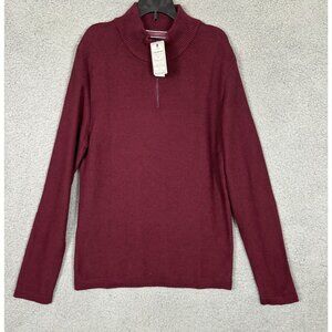 Flag & Anthem Mens Henryville Quarter-Zip Pullover Sweater Burgundy Medium NWT's